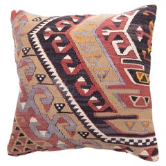 Vintage & Old Kilim Cushion Cover, Anatolian Yastik Turkish Modern Pillow 4349