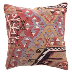 Vintage & Old Kilim Cushion Cover, Anatolian Yastik Turkish Modern Pillow 4388