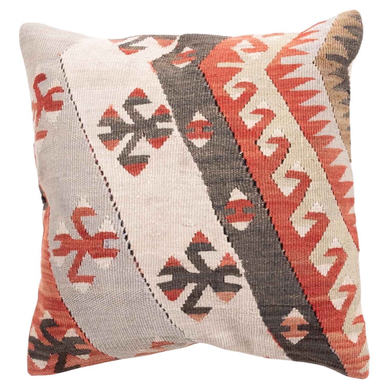 Vintage & Old Kilim Cushion Cover, Anatolian Yastik Turkish Modern Pillow 4351 For Sale