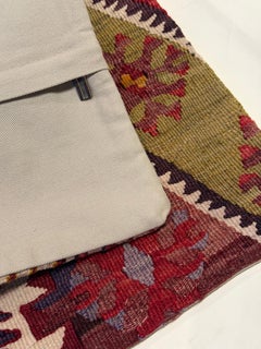 Vintage & Old Kilim Cushion Cover, Anatolian Yastik Turkish Modern Pillow 4354
