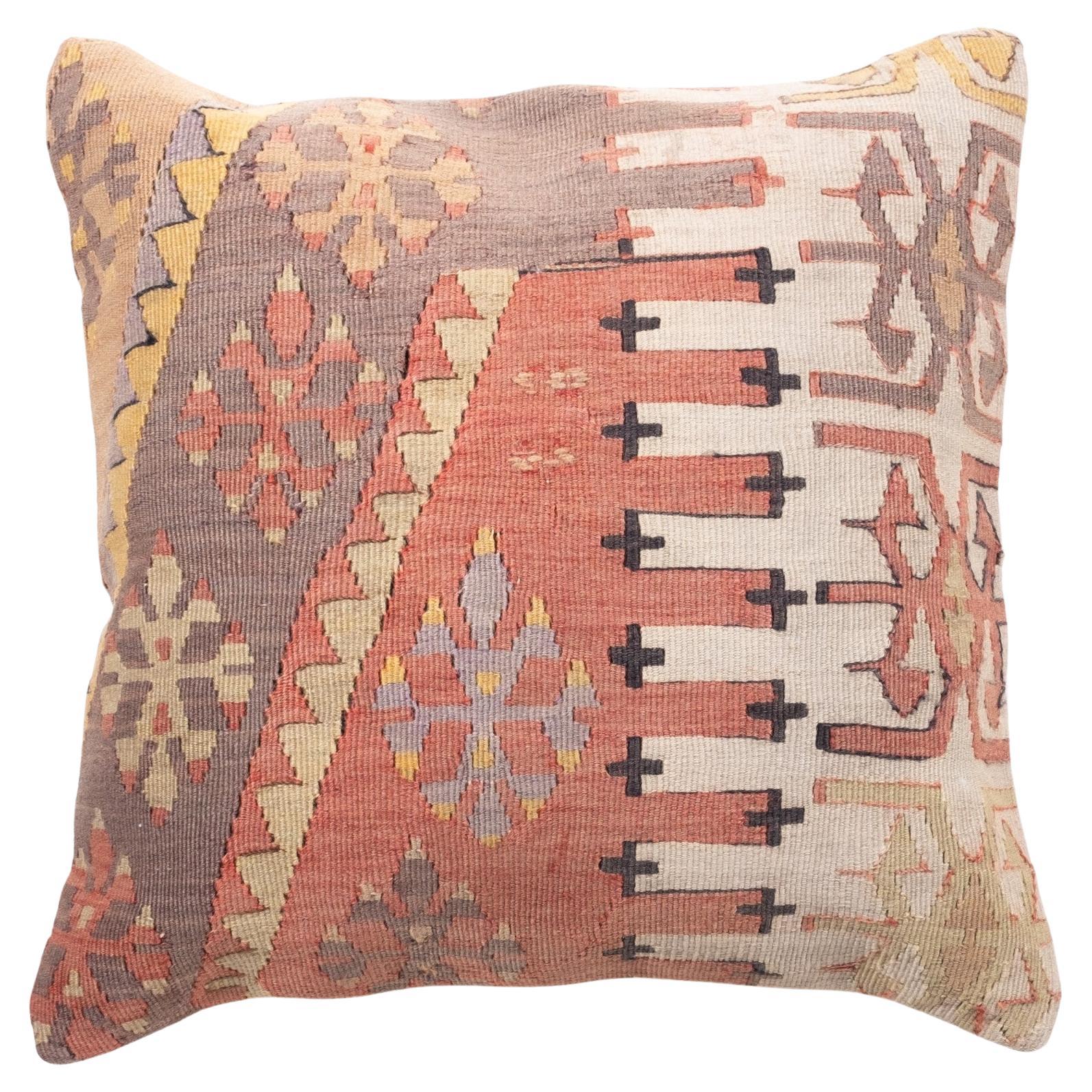 Coussin Kilim vintage et ancien, coussin moderne turc d'Anatolie Yastik 4356