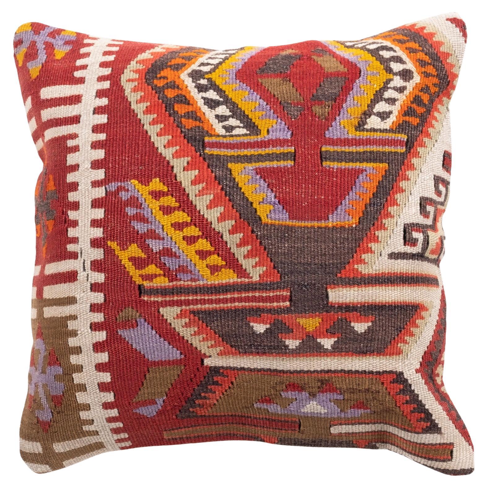 Coussin Kilim vintage et ancien, coussin moderne turc d'Anatolie Yastik 4359