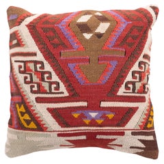 Vintage & Old Kilim Cushion Cover, Anatolian Yastik Turkish Modern Pillow 4361