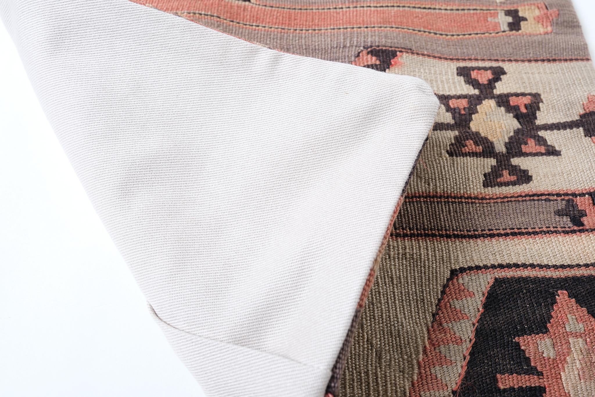 Hand-Woven Vintage & Old Kilim Cushion Cover, Anatolian Yastik Turkish Modern Pillow 4364 For Sale