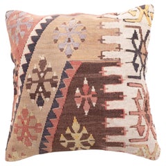 Vintage & Old Kilim Cushion Cover, Anatolian Yastik Turkish Modern Pillow 4371