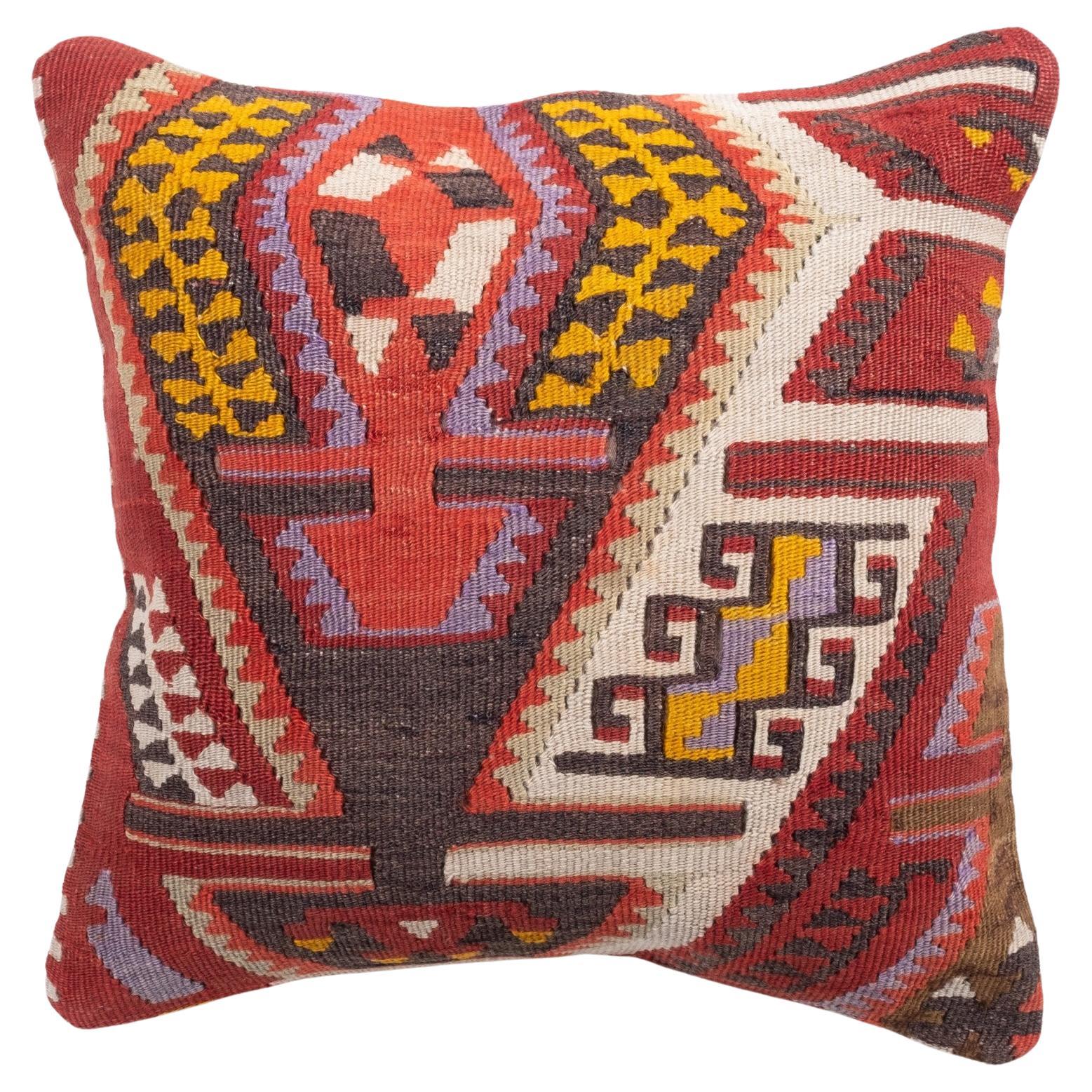 Coussin Kilim vintage et ancien, coussin moderne turc d'Anatolie Yastik 4377