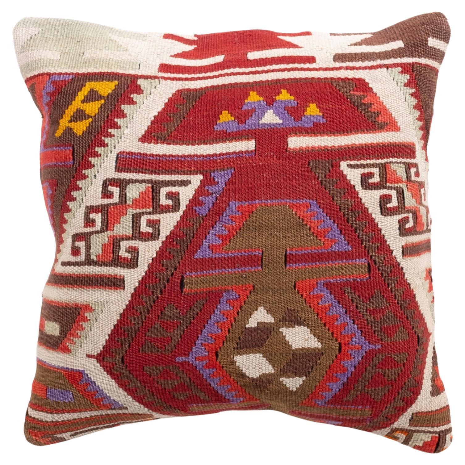 Vintage & Old Kilim Cushion Cover, Anatolian Yastik Turkish Modern Pillow 4381 For Sale