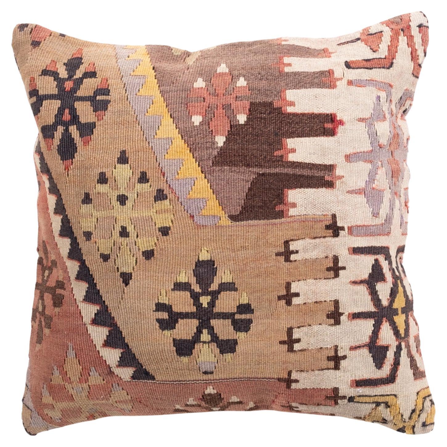 Vintage & Old Kilim Cushion Cover, Anatolian Yastik Turkish Modern Pillow 4385 For Sale