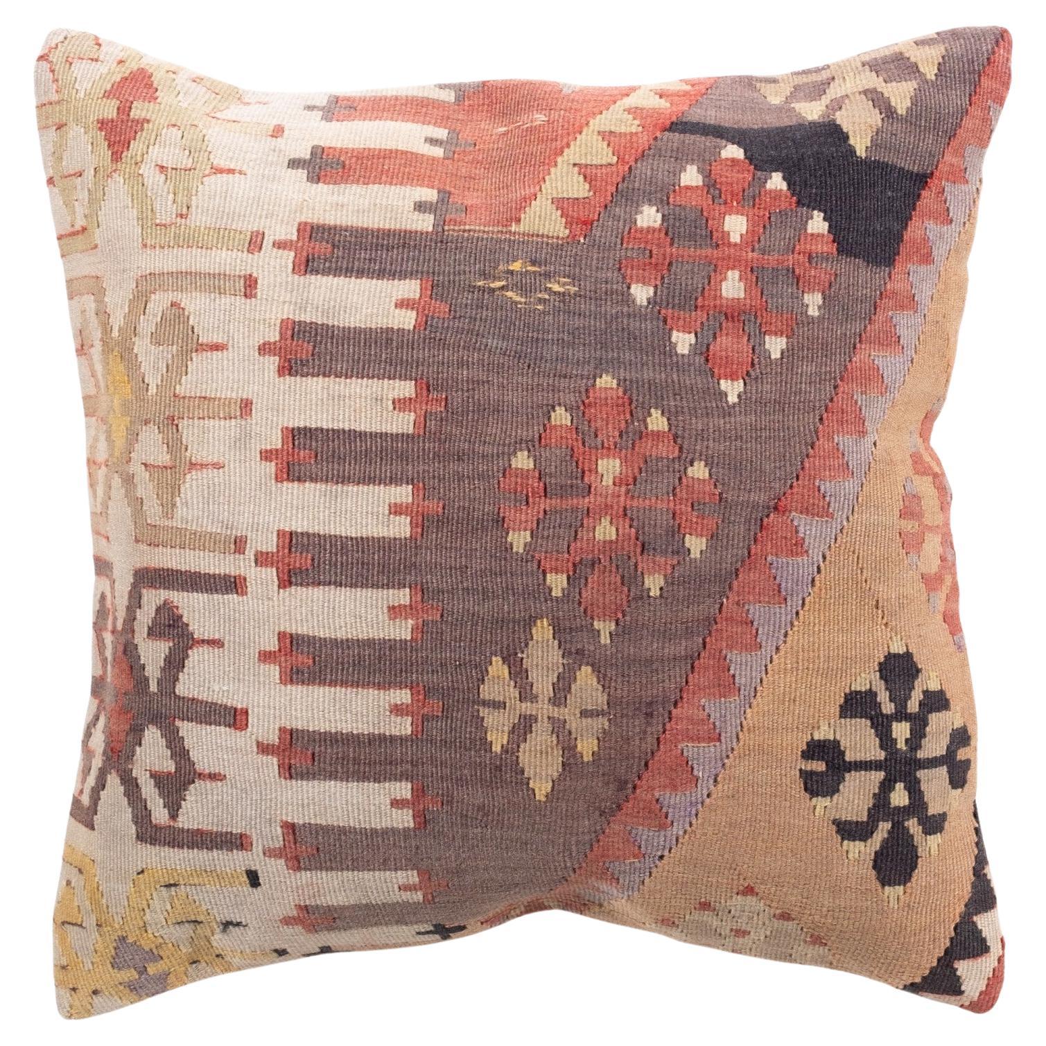 Coussin Kilim vintage et ancien, coussin moderne turc d'Anatolie Yastik 4387