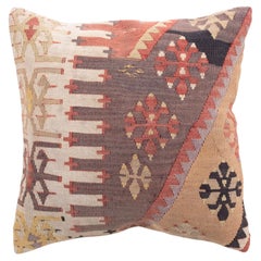 Vintage & Old Kilim Cushion Cover, Anatolian Yastik Turkish Modern Pillow 4387