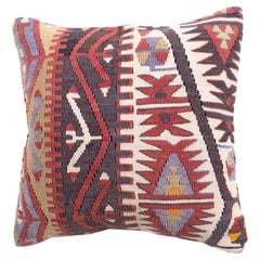 Vintage & Old Kilim Cushion Cover, Anatolian Yastik Turkish Modern Pillow 4390
