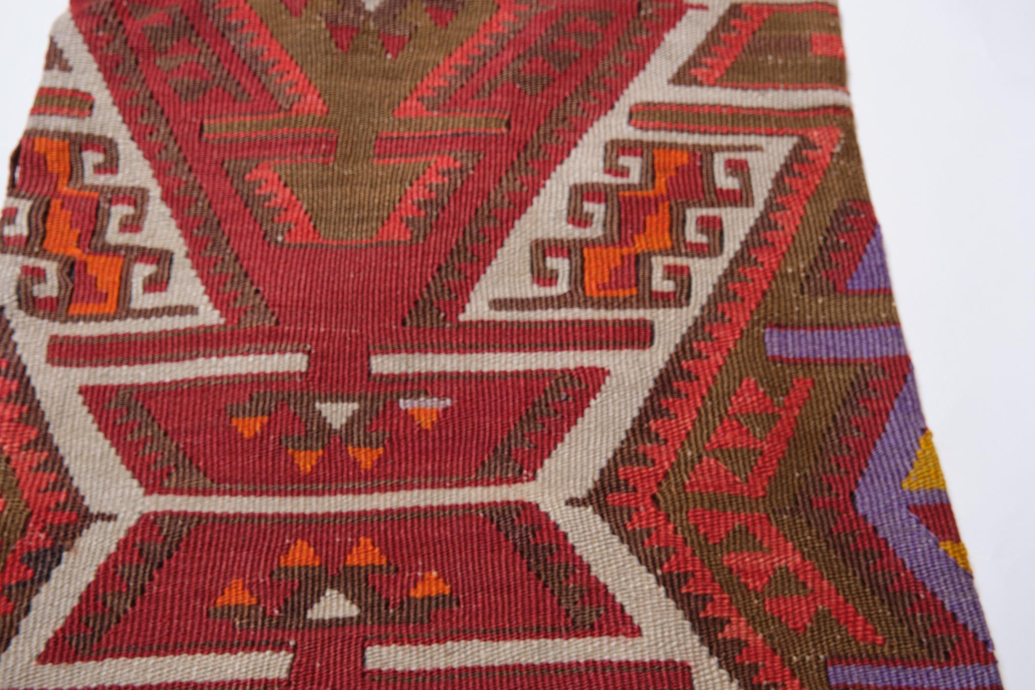 Vintage & Old Kilim Cushion Cover, Anatolian Yastik Turkish Modern Pillow 4391 In Good Condition For Sale In Tokyo, JP