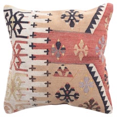 Vintage & Old Kilim Cushion Cover, Anatolian Yastik Turkish Modern Pillow 4392