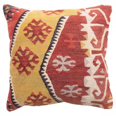 Vintage & Old Kilim Cushion Cover, Anatolian Yastik Turkish Modern Pillow 4396