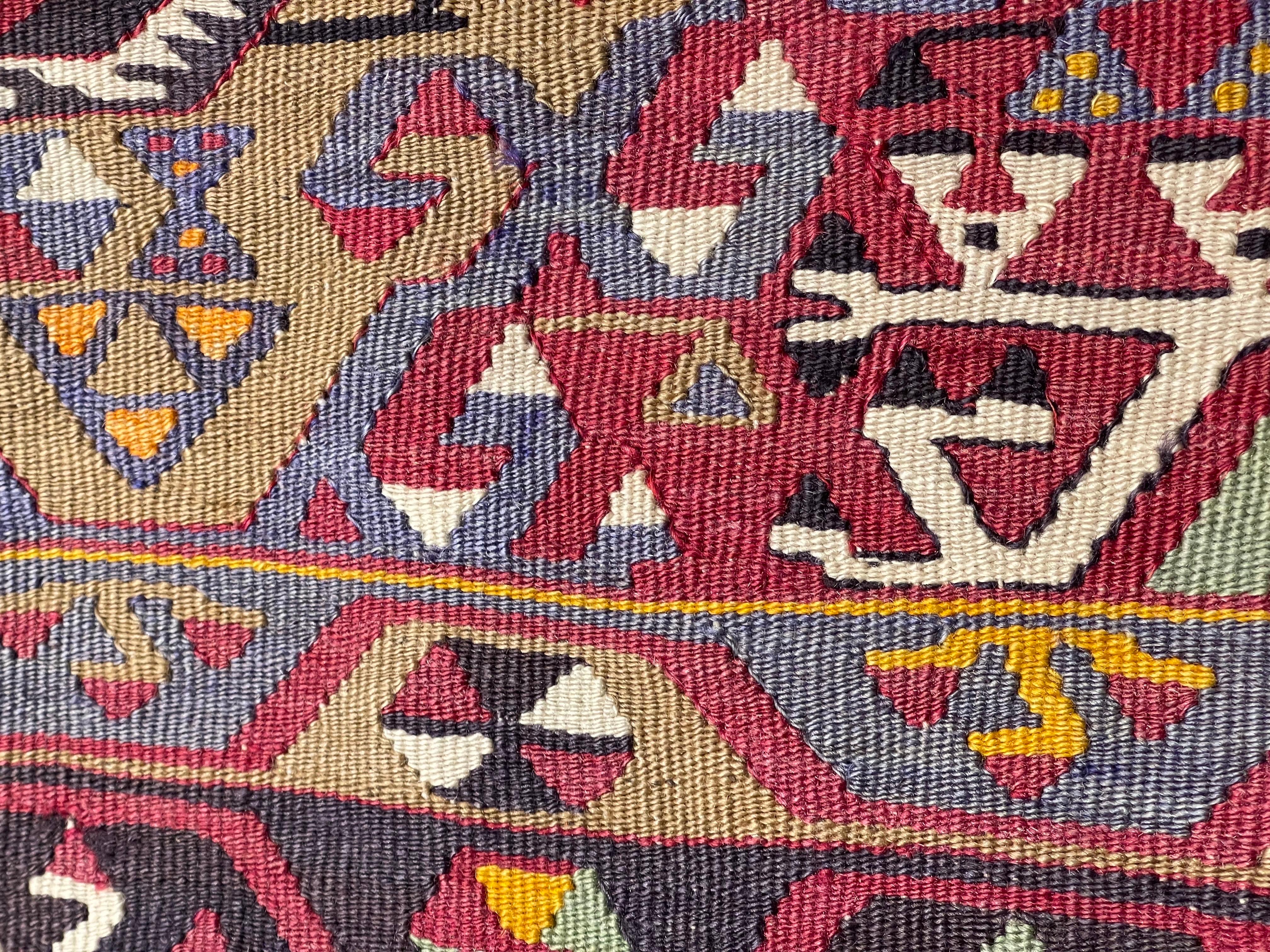 Turc Coussin Kilim vintage et ancien, coussin moderne turc d'Anatolie Yastik 4399 en vente