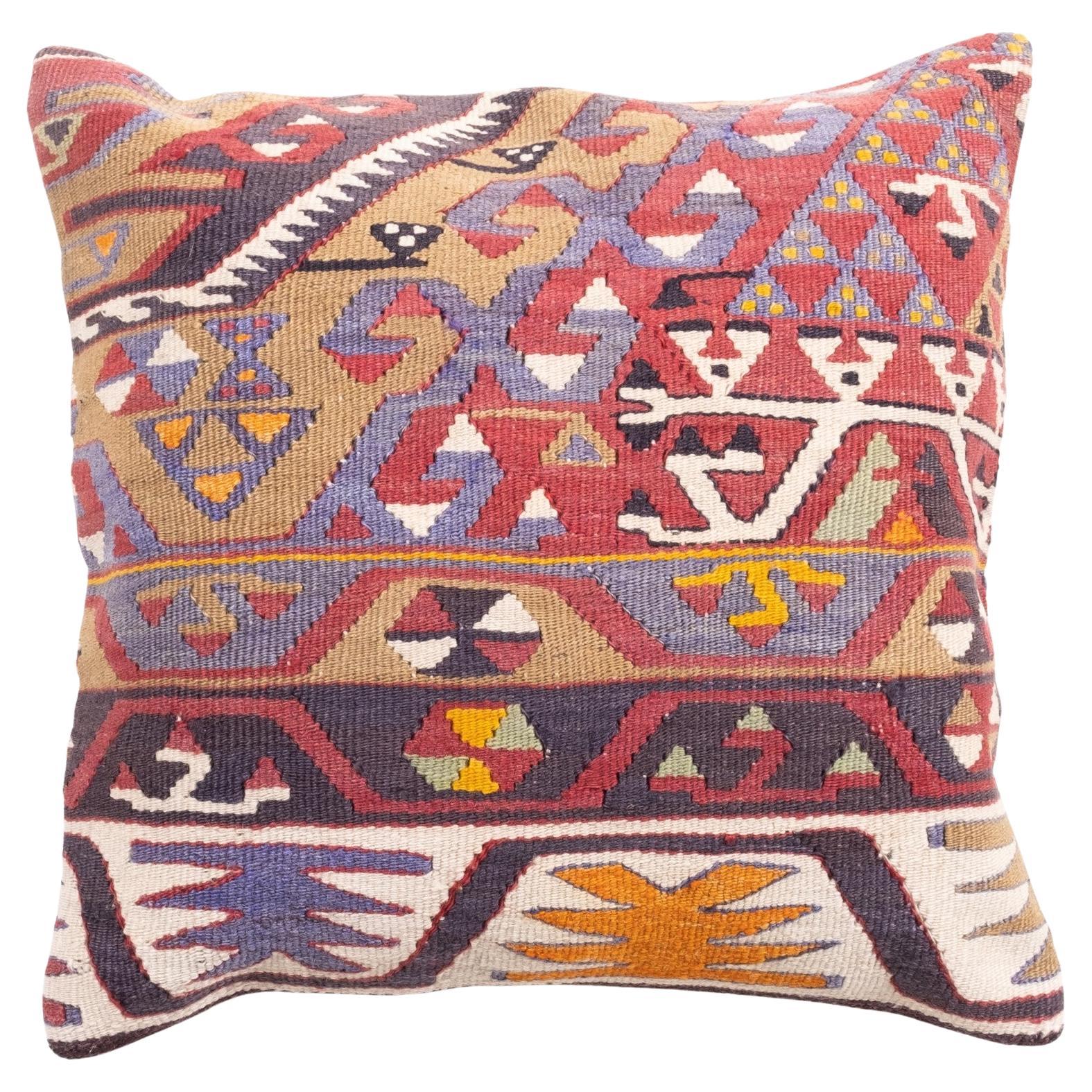Coussin Kilim vintage et ancien, coussin moderne turc d'Anatolie Yastik 4399