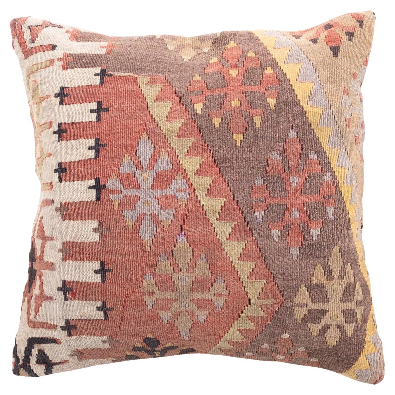 Coussin Kilim vintage et ancien, coussin moderne turc d'Anatolie Yastik 4402