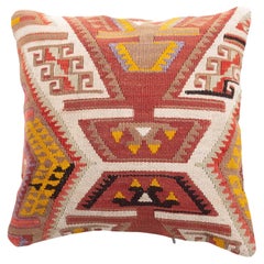 Vintage & Old Kilim Cushion Cover, Anatolian Yastik Turkish Modern Pillow 4406