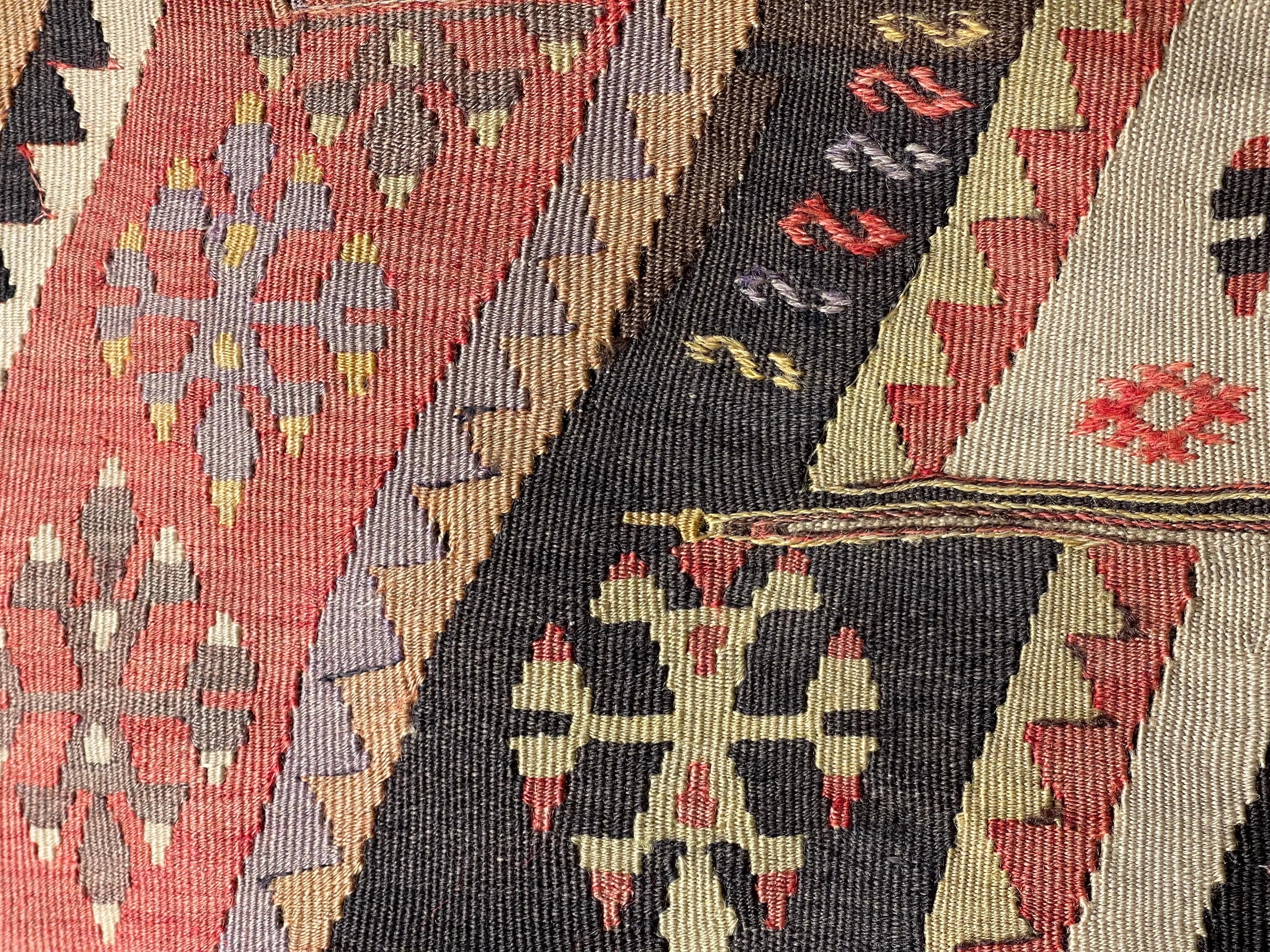 Turc Coussin Kilim vintage et ancien, coussin moderne turc d'Anatolie Yastik 4407 en vente