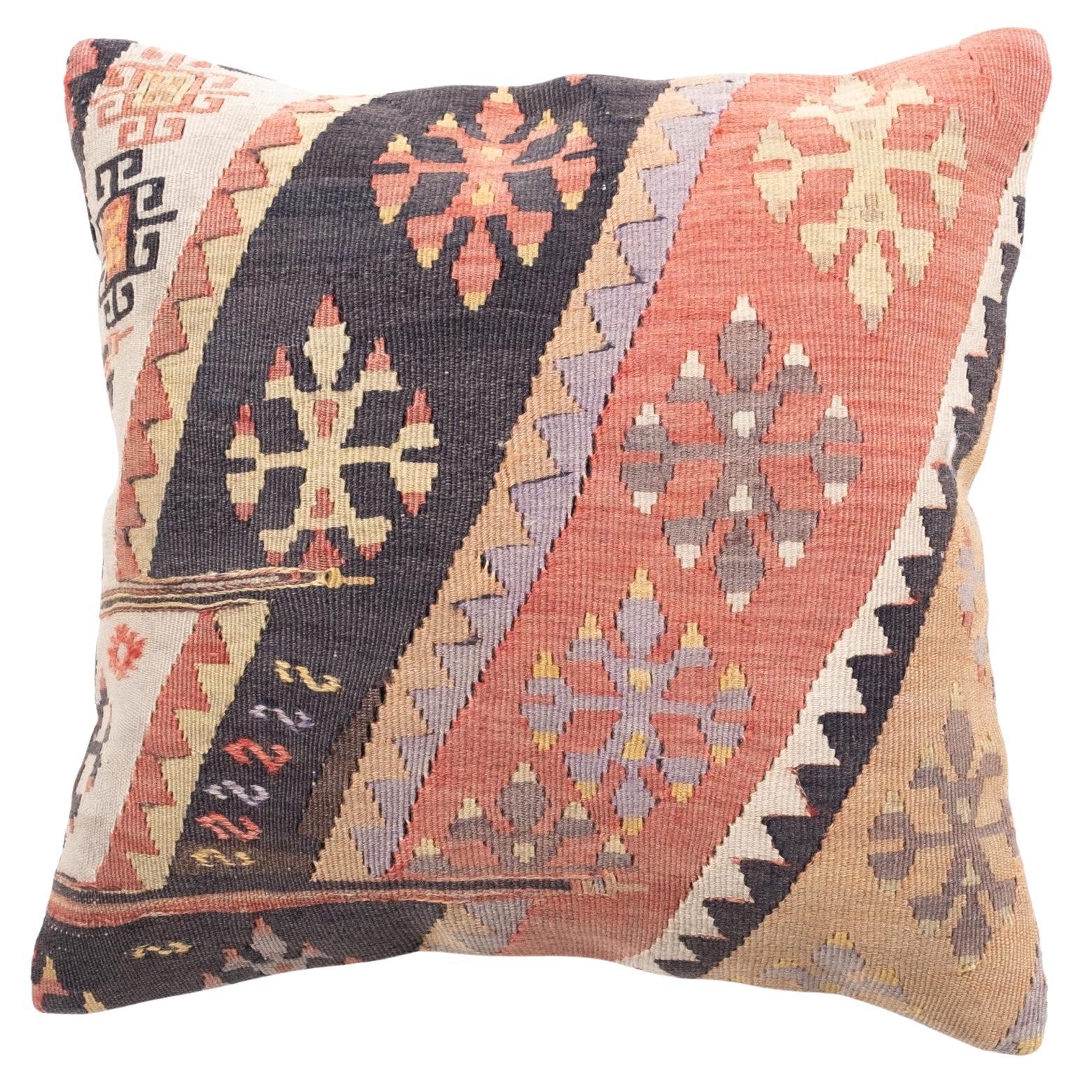Coussin Kilim vintage et ancien, coussin moderne turc d'Anatolie Yastik 4407