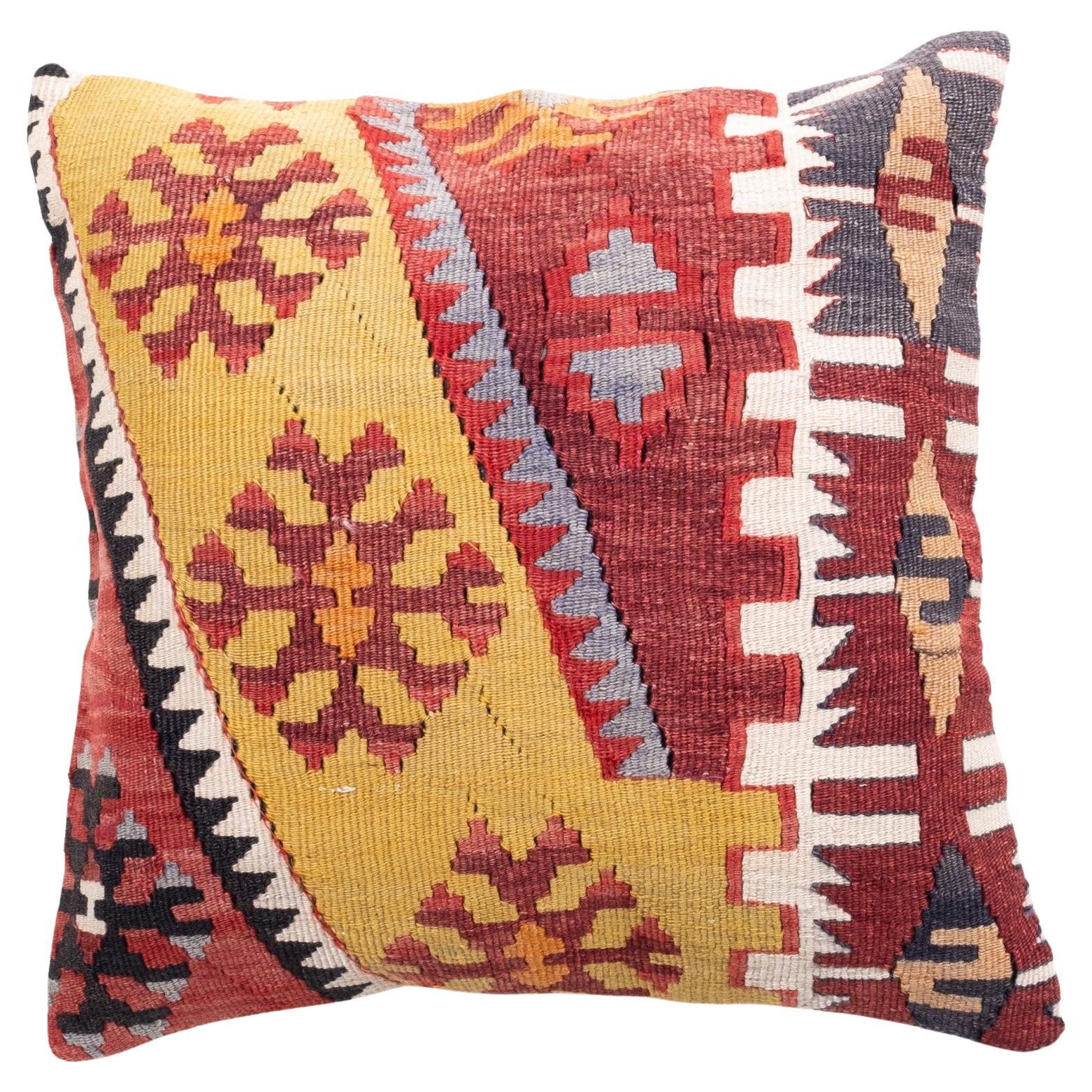 Coussin Kilim vintage et ancien, coussin moderne turc d'Anatolie Yastik 4411