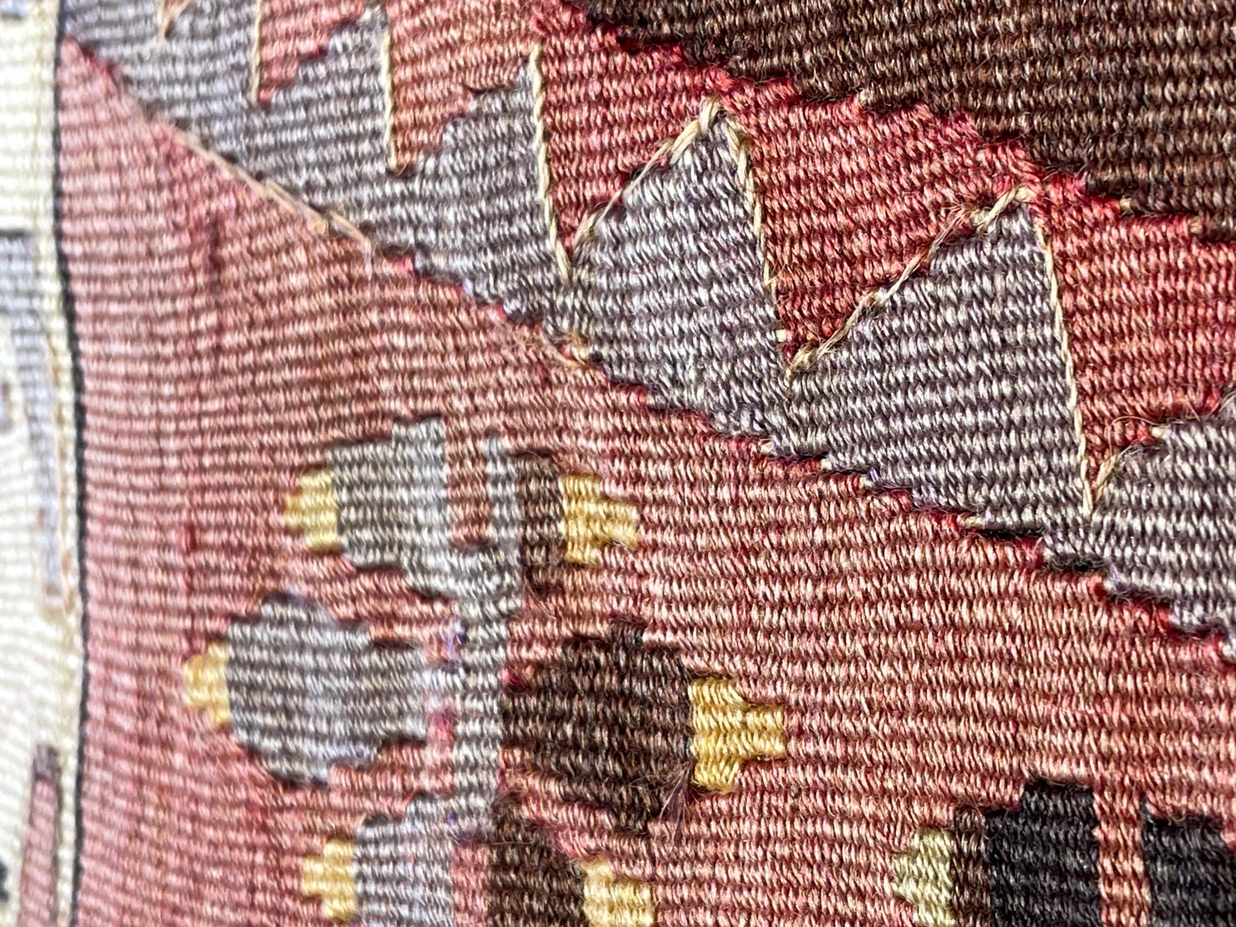 We made a cushion cover using the undamaged parts of the precious and high-quality old & antique kilims that cannot be repaired. Like a painting, a part of the scenery is cut out from a kilim, and even several covers cut out from the same kilim show