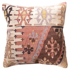 Vintage & Old Kilim Cushion Cover, Anatolian Yastik Turkish Modern Pillow 4412