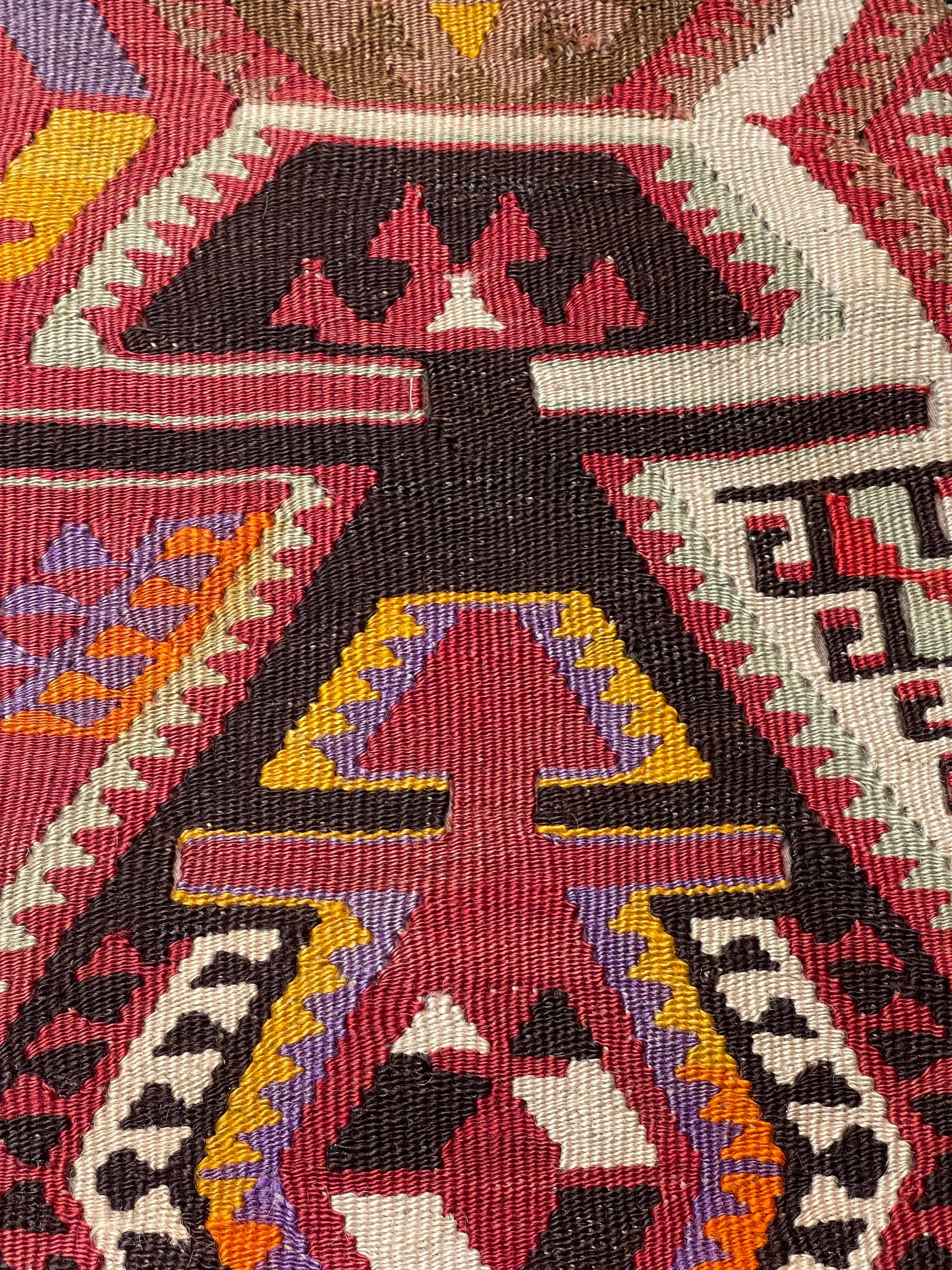 Turc Coussin Kilim vintage et ancien, coussin moderne turc d'Anatolie Yastik 4413 en vente