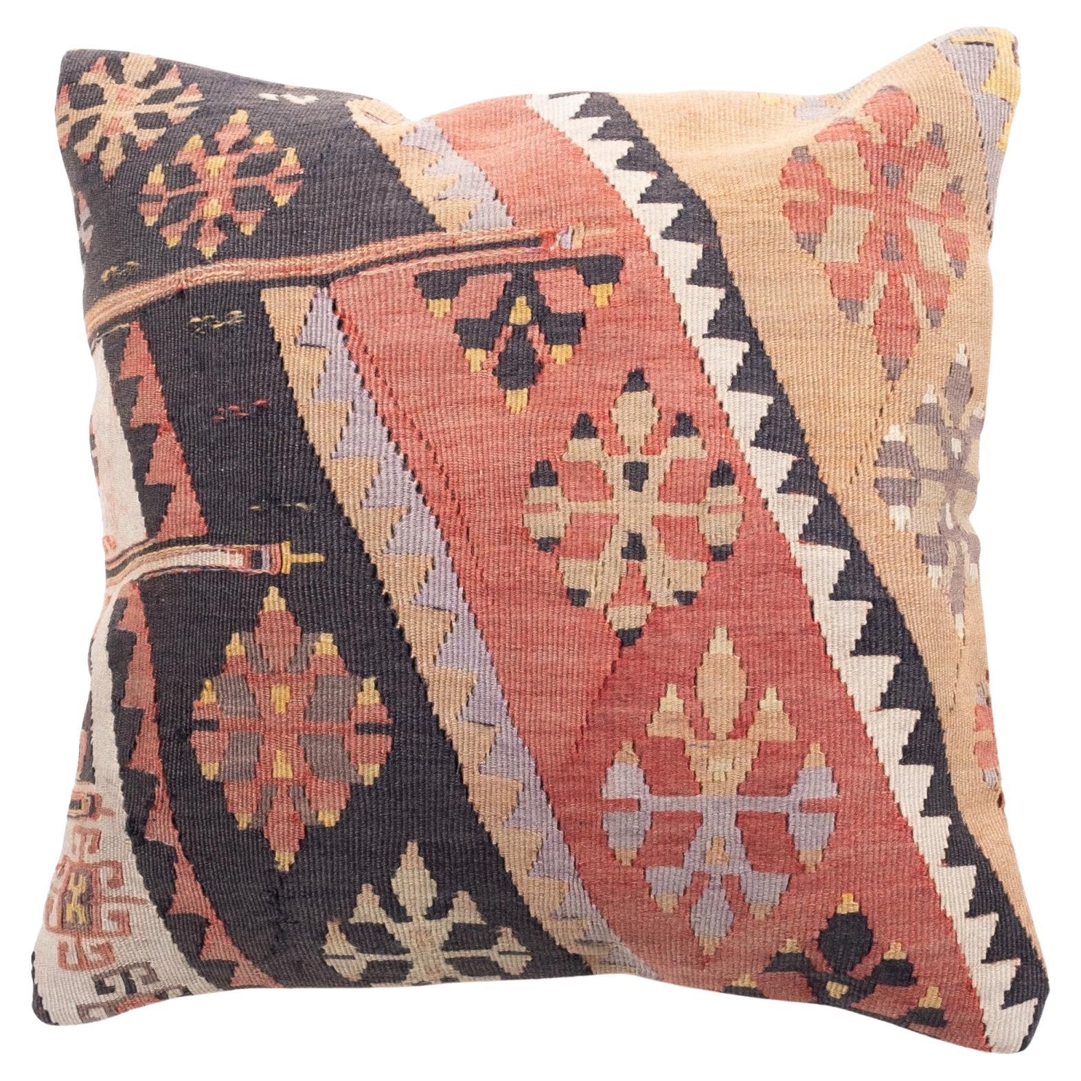 Coussin Kilim vintage et ancien, coussin moderne turc d'Anatolie Yastik 4415
