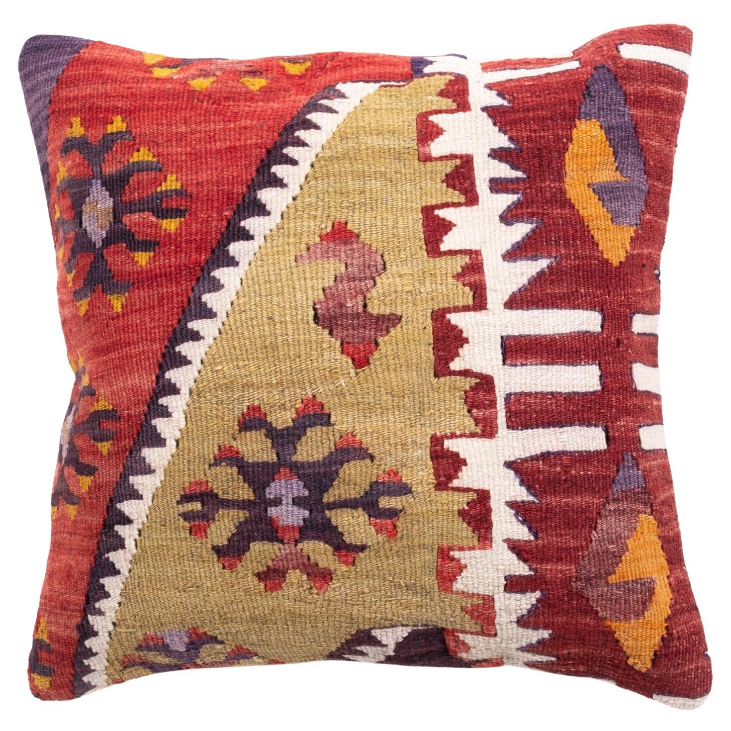 Vintage & Old Kilim Cushion Cover, Anatolian Yastik Turkish Modern Pillow 4417