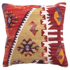 Vintage & Old Kilim Cushion Cover, Anatolian Yastik Turkish Modern Pillow 4417