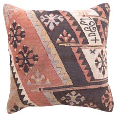 Vintage & Old Kilim Cushion Cover, Anatolian Yastik Turkish Modern Pillow 4418