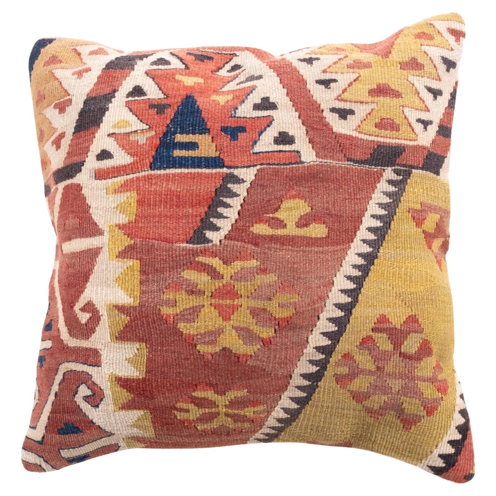 Vintage & Old Kilim Cushion Cover, Anatolian Yastik Turkish Modern Pillow 4419 For Sale