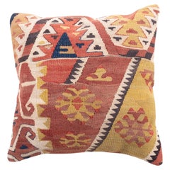 Vintage & Old Kilim Cushion Cover, Anatolian Yastik Turkish Modern Pillow 4419
