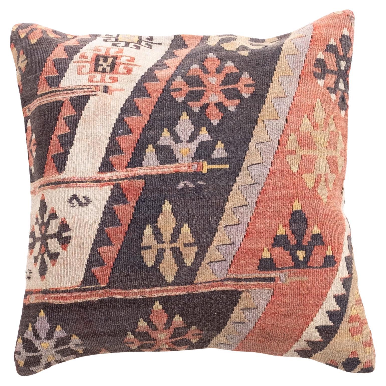 Vintage & Old Kilim Cushion Cover, Anatolian Yastik Turkish Modern Pillow 4420