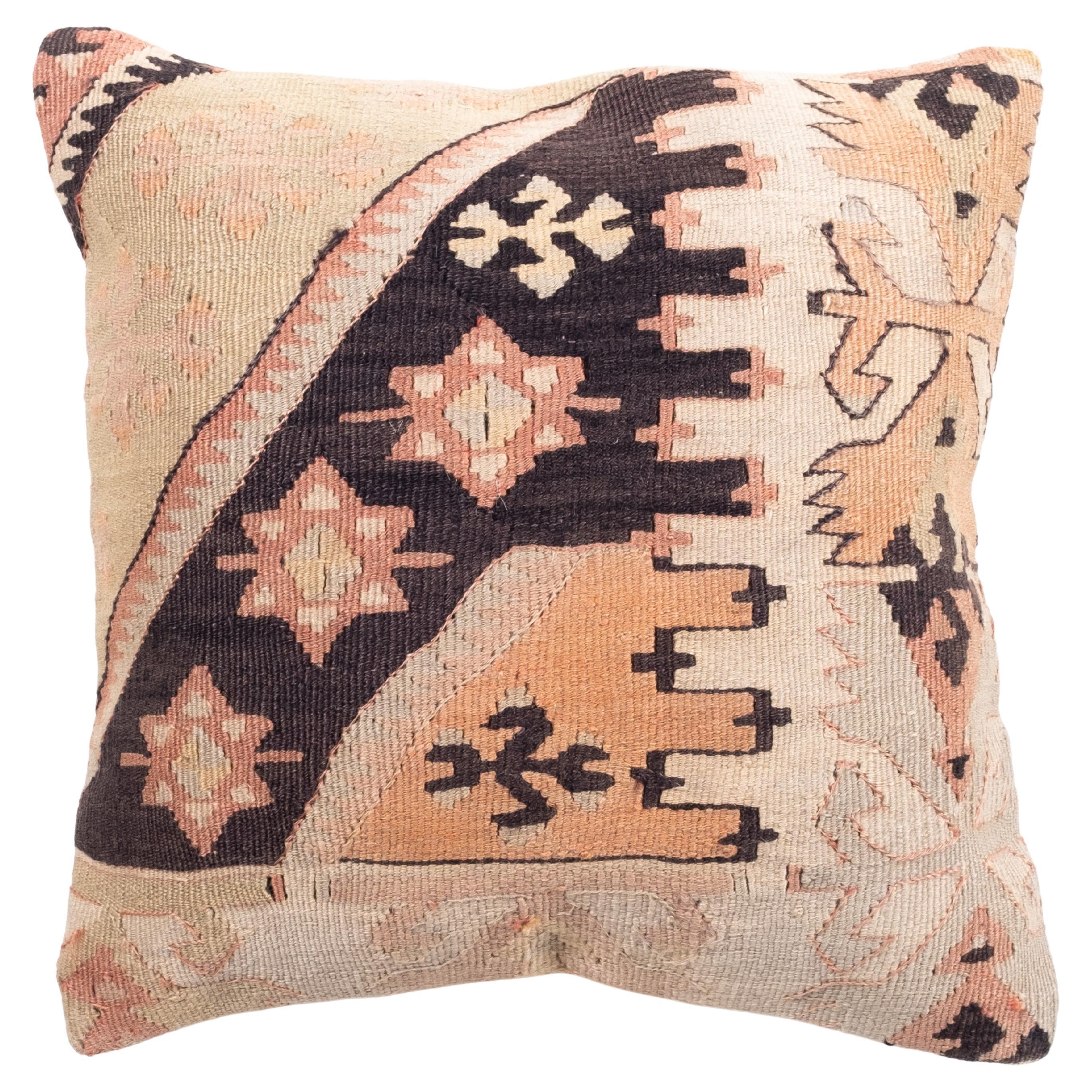 Vintage & Old Kilim Cushion Cover, Anatolian Yastik Turkish Modern Pillow 4421