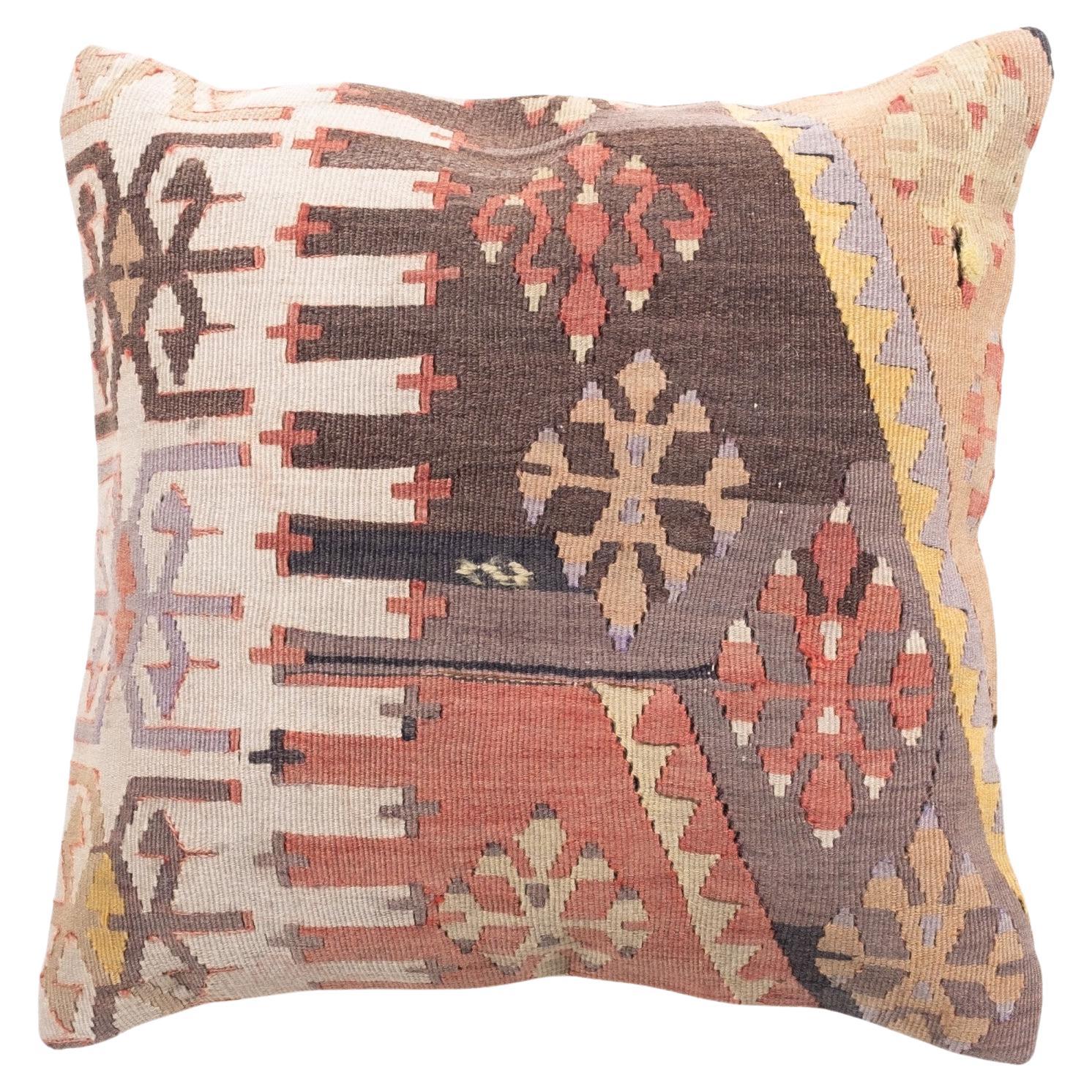 Vintage & Old Kilim Cushion Cover, Anatolian Yastik Turkish Modern Pillow 4422 For Sale