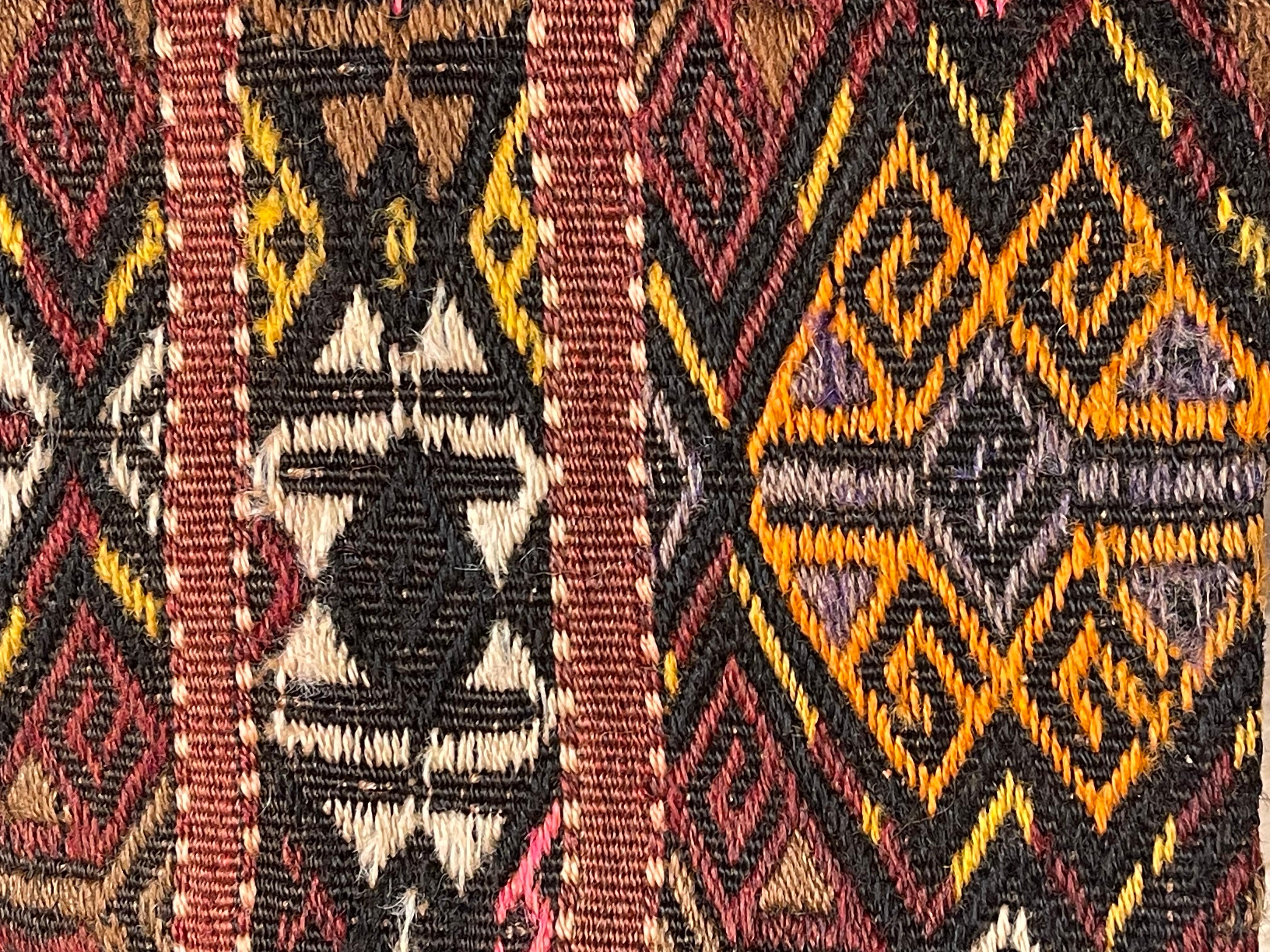 Hand-Knotted Vintage & Old Kilim Cushion Cover, Anatolian Yastik Turkish Modern Pillow 4435 For Sale