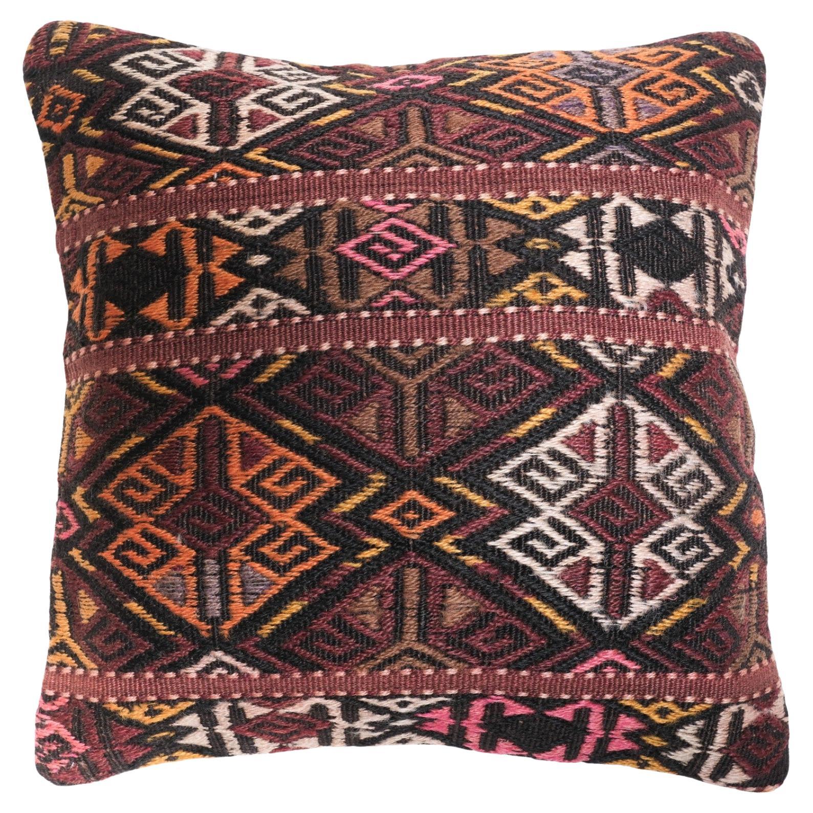 Vintage & Old Kilim Cushion Cover, Anatolian Yastik Turkish Modern Pillow 4435 For Sale