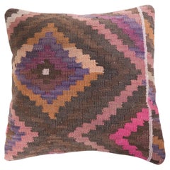 Vintage & Old Kilim Cushion Cover, Anatolian Yastik Turkish Modern Pillow 4439