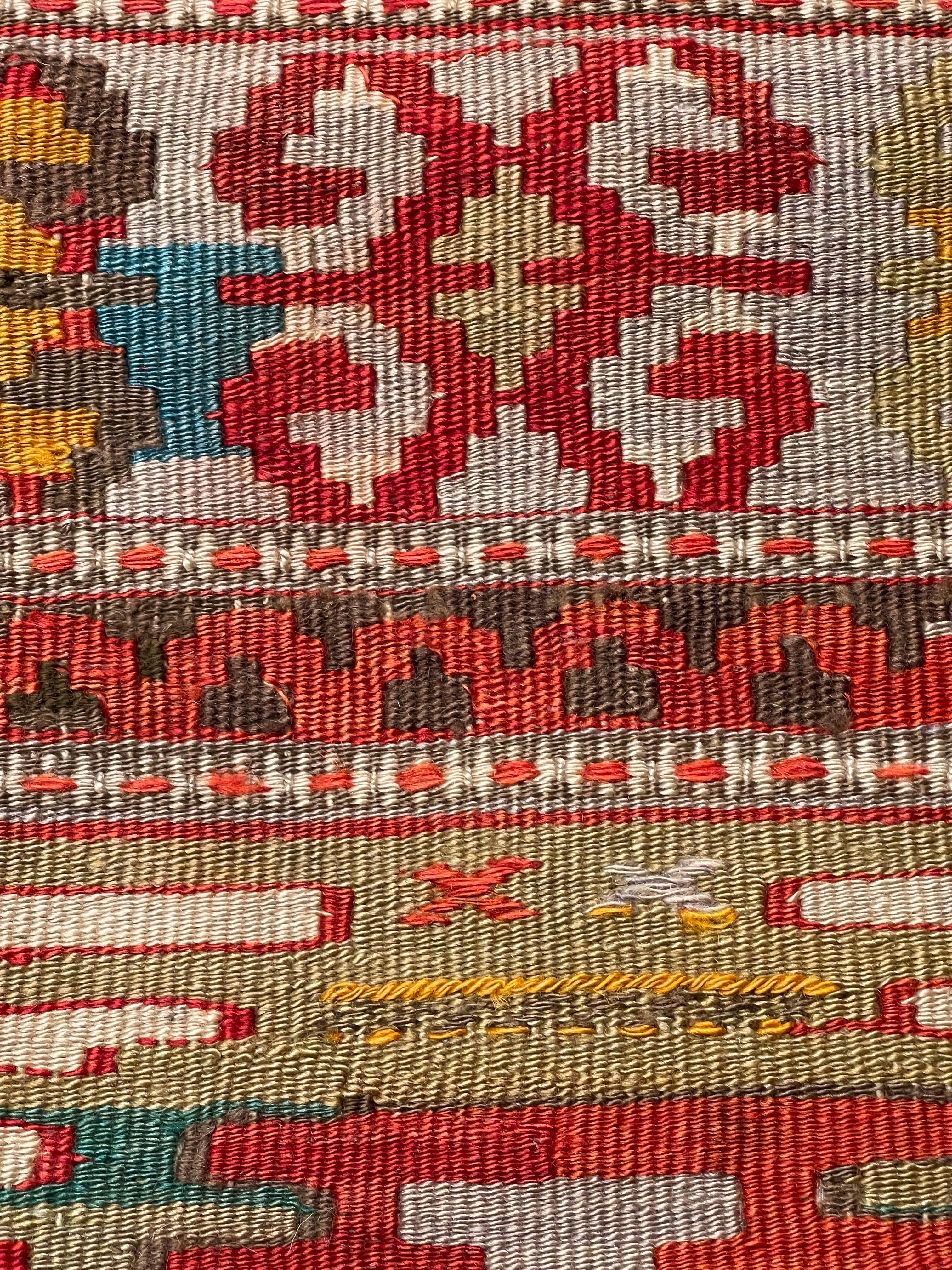 Türkisches modernes Yastik-Kissen im Vintage-Stil mit altem Kelim-Kissen, 4445 (Handgewebt) im Angebot