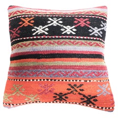 Vintage & Old Kilim Cushion Cover, Anatolian Yastik Turkish Modern Pillow 4450