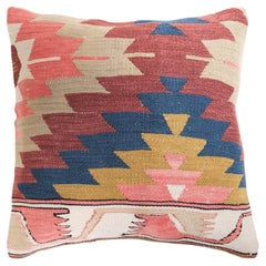 Vintage & Old Kilim Cushion Cover, Anatolian Yastik Turkish Modern Pillow 4459