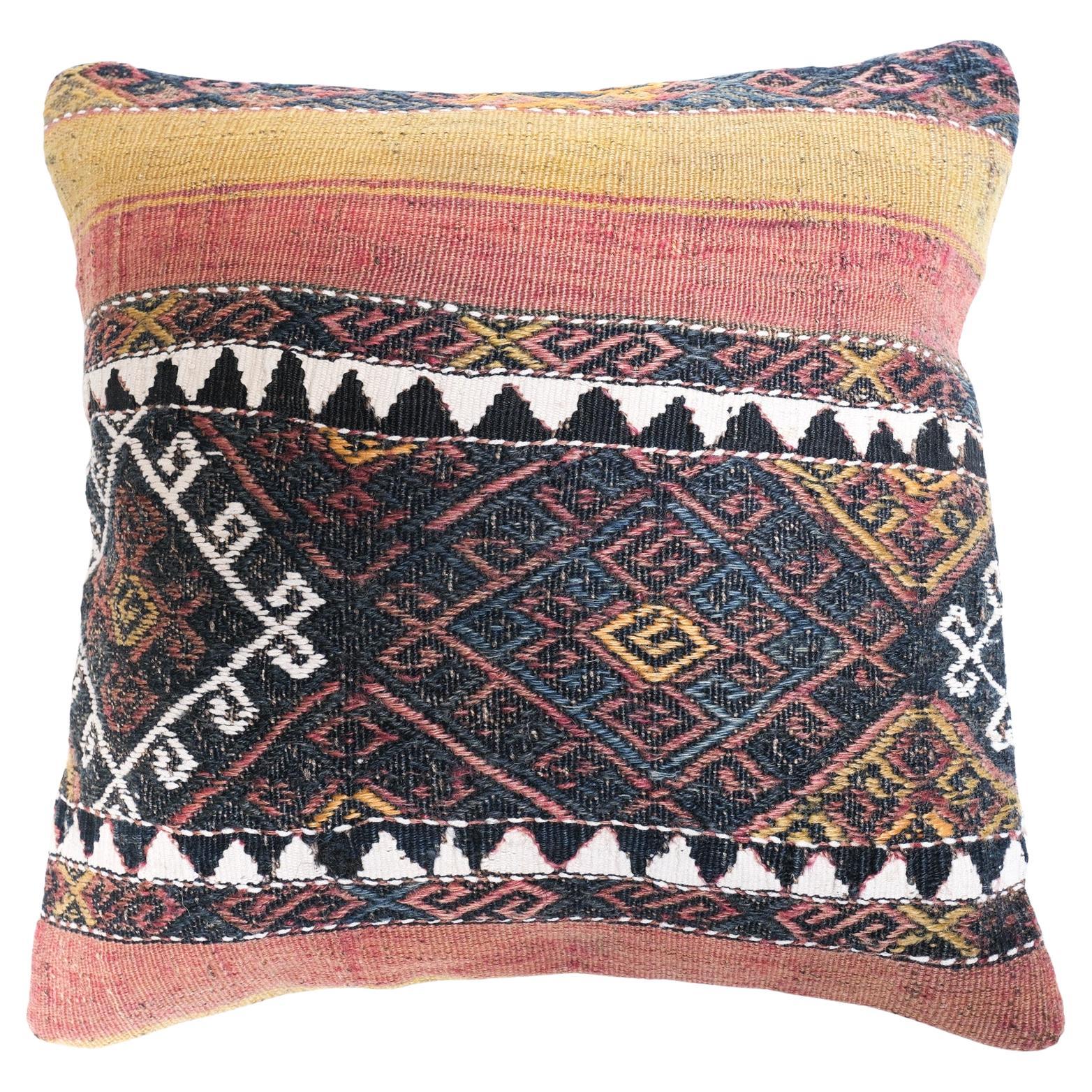 Vintage & Old Kilim Cushion Cover, Anatolian Yastik Turkish Modern Pillow 4469 For Sale