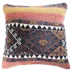 Vintage & Old Kilim Cushion Cover, Anatolian Yastik Turkish Modern Pillow 4469
