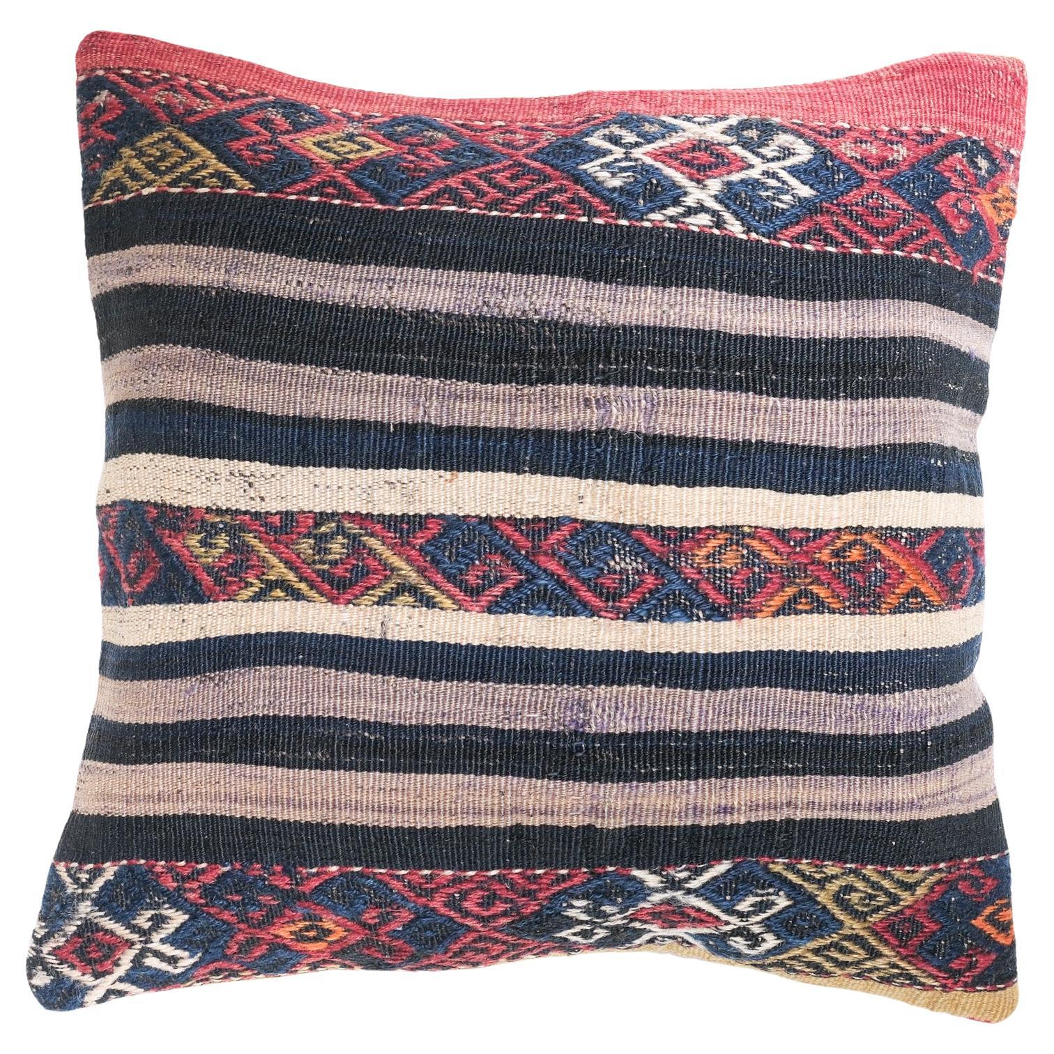 Vintage & Old Kilim Cushion Cover, Anatolian Yastik Turkish Modern Pillow 4472 For Sale
