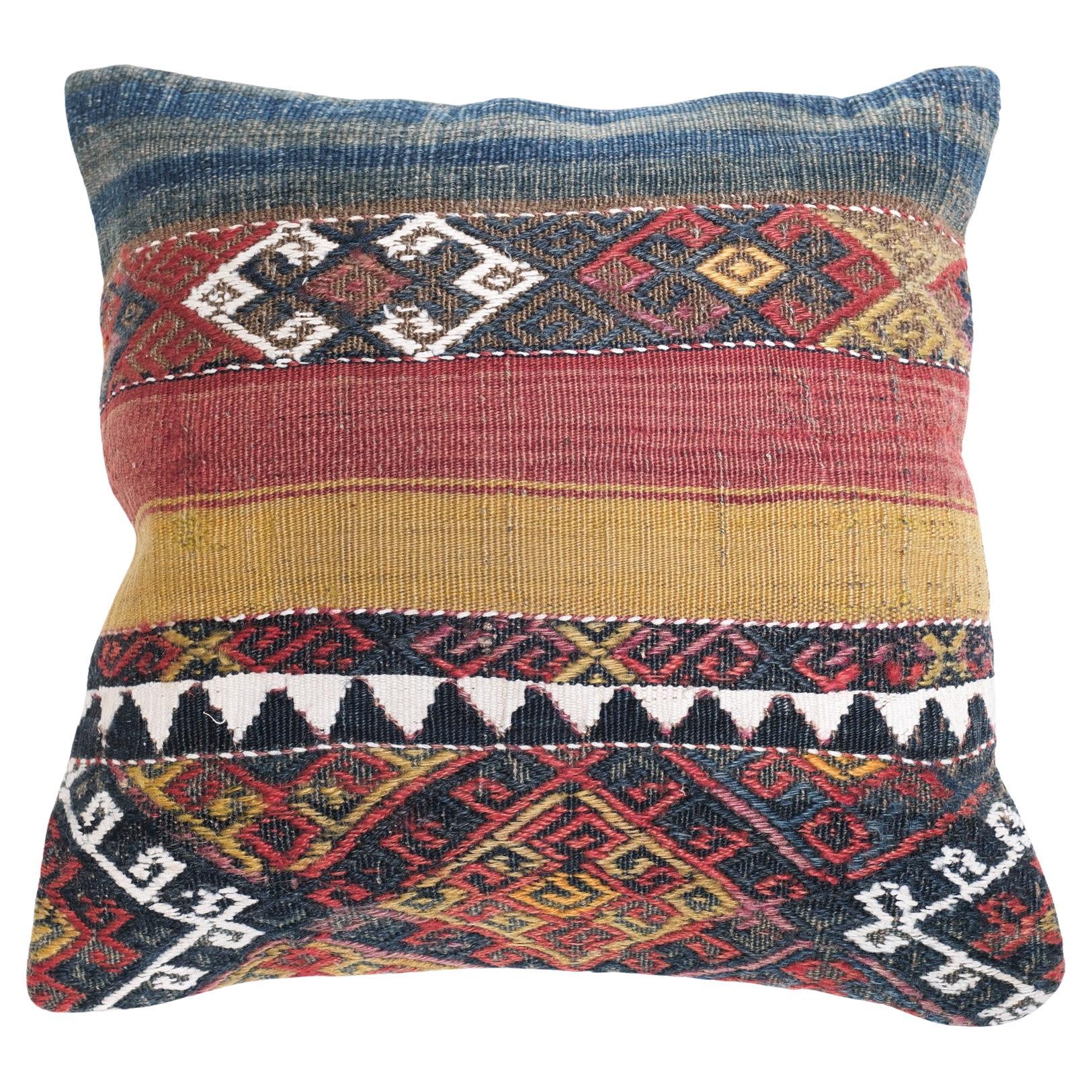 Vintage & Old Kilim Cushion Cover, Anatolian Yastik Turkish Modern Pillow 4475 For Sale
