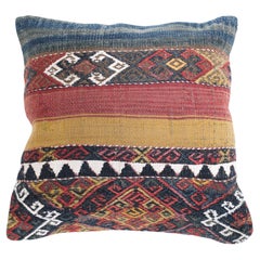 Vintage & Old Kilim Cushion Cover, Anatolian Yastik Turkish Modern Pillow 4475
