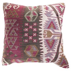 Vintage & Old Kilim Cushion Cover, Anatolian Yastik Turkish Modern Pillow 4477