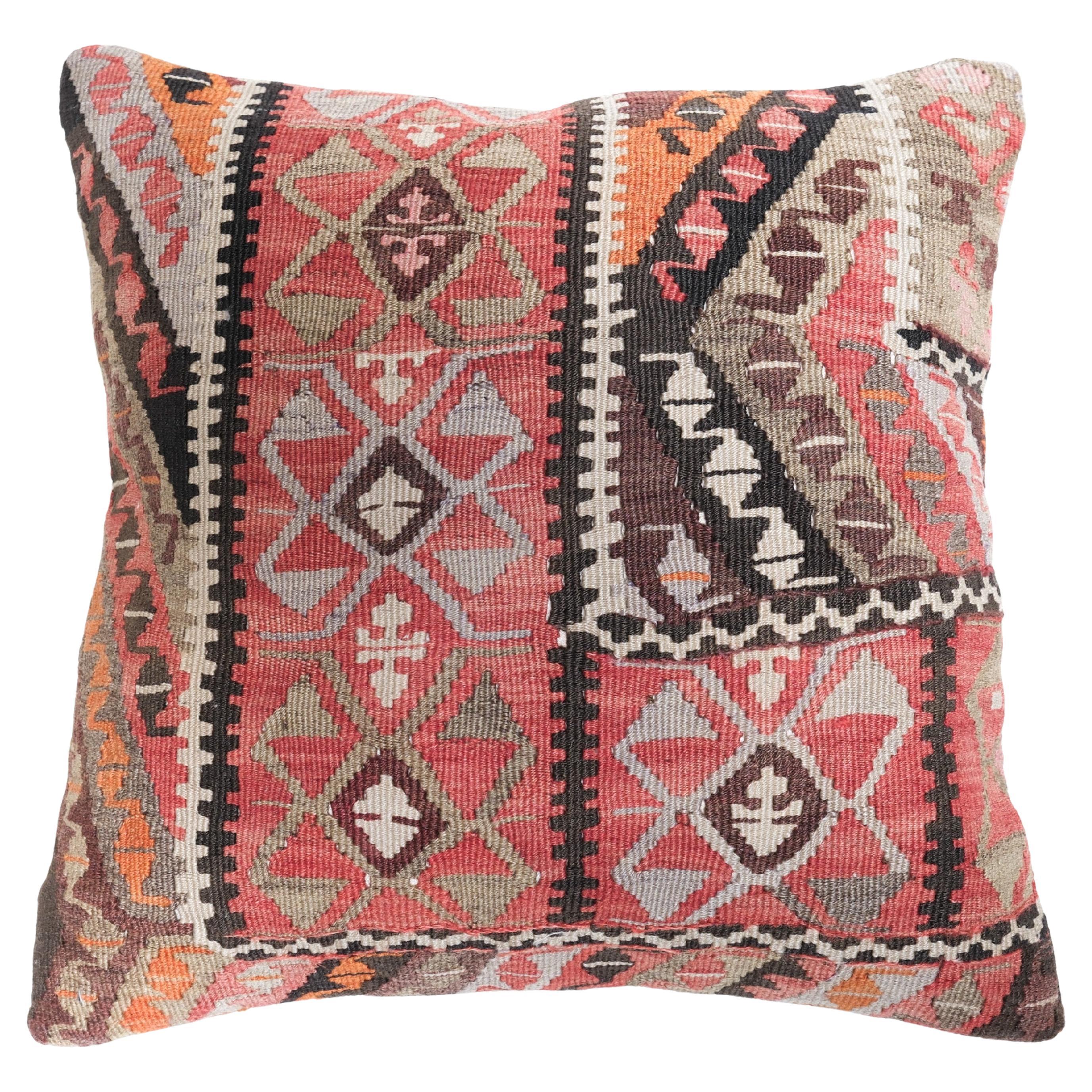 Funda de Cojín Kilim Vintage y Antiguo, Cojín Moderno Turco Yastik de Anatolia 4478